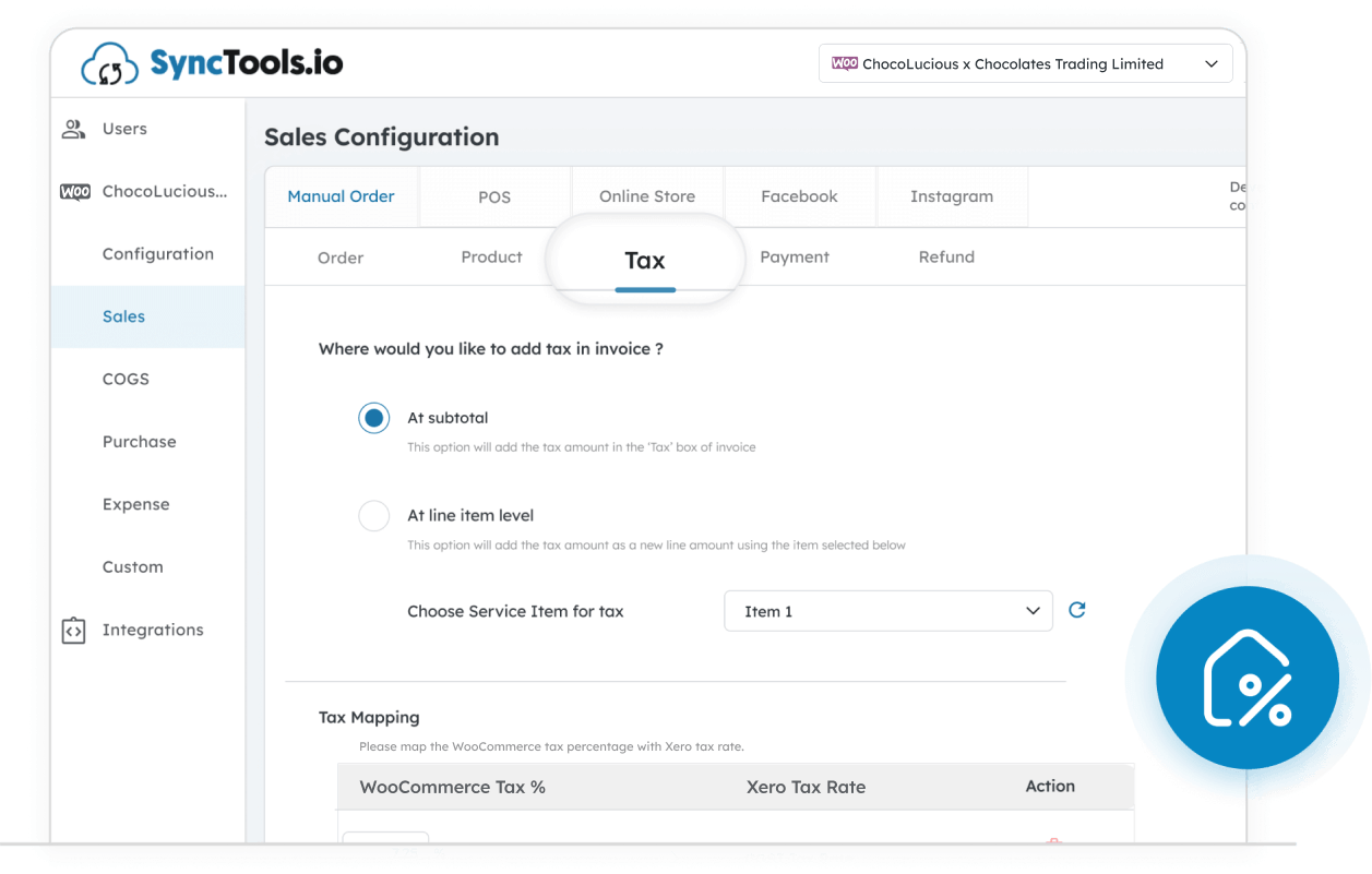 Advance-Tax-Setting-Rules in Woocommerce xero Connector
